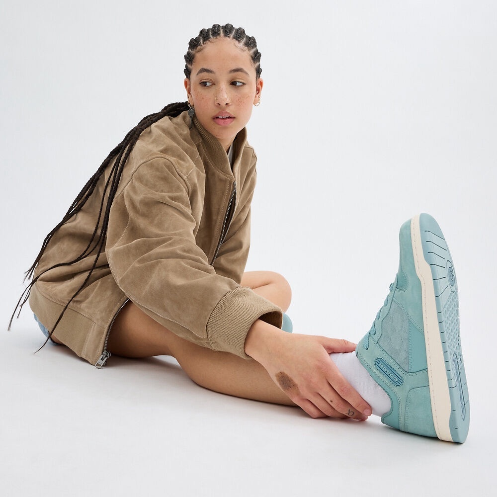 COACH Low Top Sneaker in Signature Canvas Aquamarine US 8.5 NWOT !!!